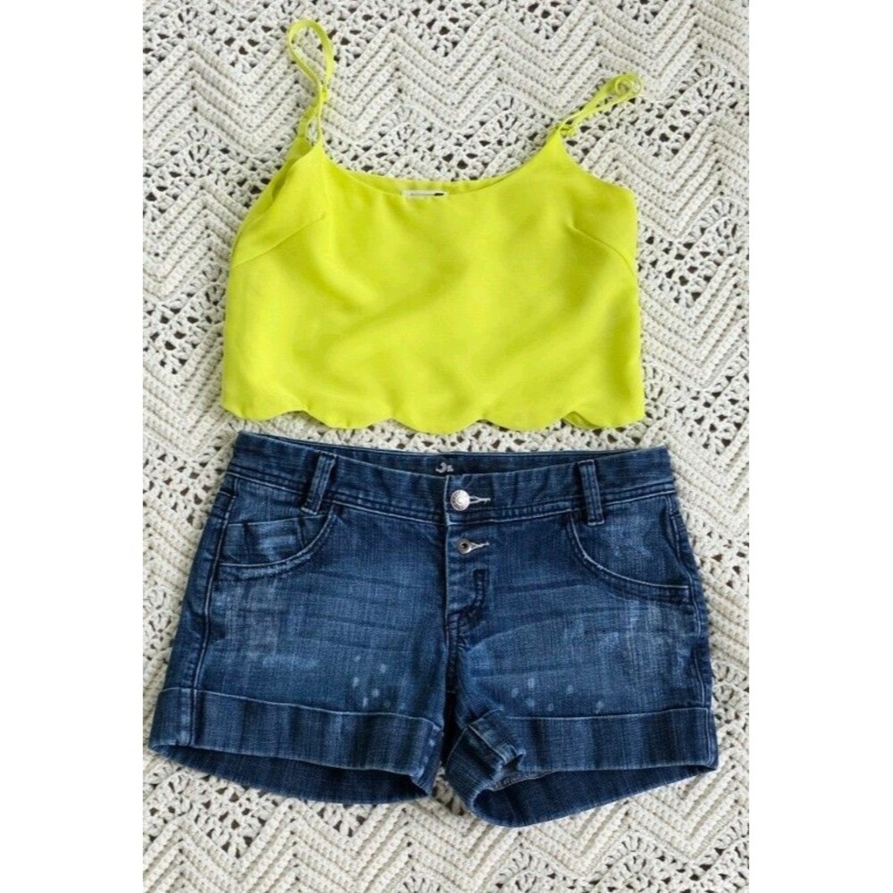 Women's Summer Bundle XS/S LA Hearts Neon Yellow Cami & JEA Denim Shorts 26